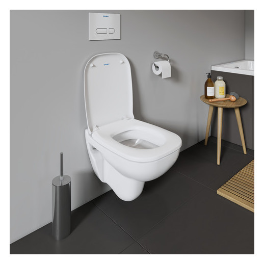 Duravit WC-Sitz D-Code Compact ohne Absenkautomatik, Scharniere Edelstahl, weiß