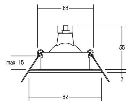 Einbaustrahler 13W Konv GX5,3 ws mt IP54 Edst Steck Ø/EB68mm