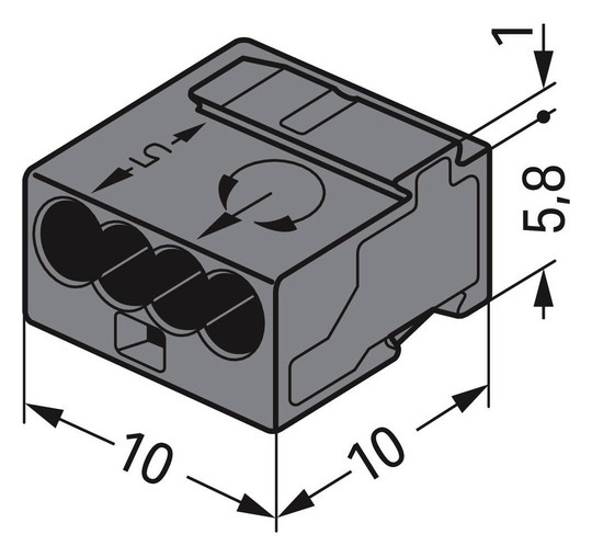 Steckklemme 4f 100V 6A Serie 243 0,6-0,8qmm dgr f.Massivleiter