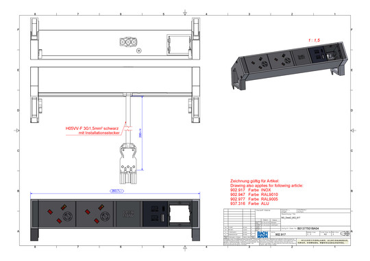 Bachmann DESK2 2xUK 1xUSB A&C    902.917 