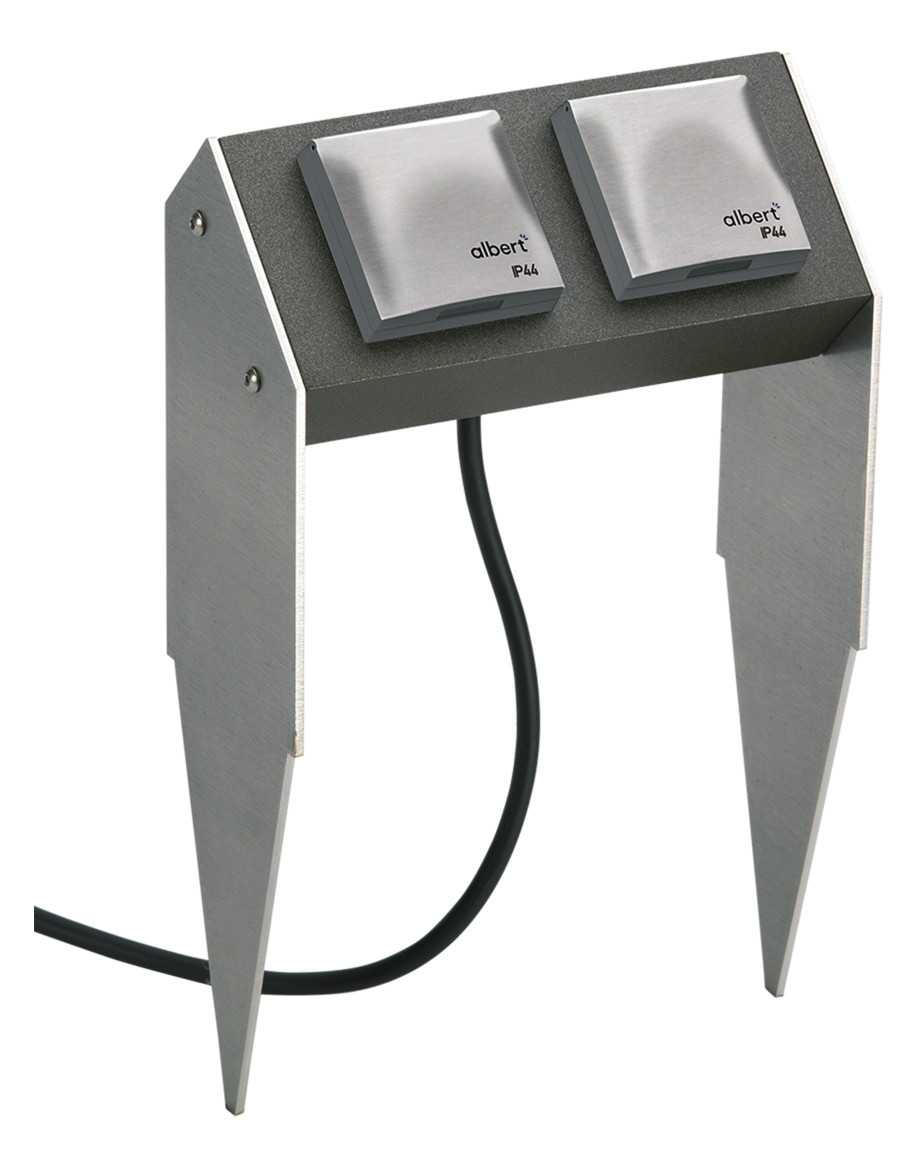 Steckdosensäule Metall an 2Steckd anth 300x190x85mm IP44