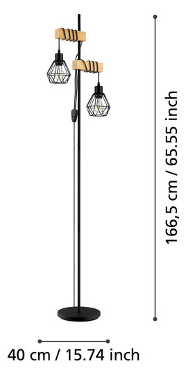 EGLO Stehleuchte/2 Schwarz/Eiche-  44081 