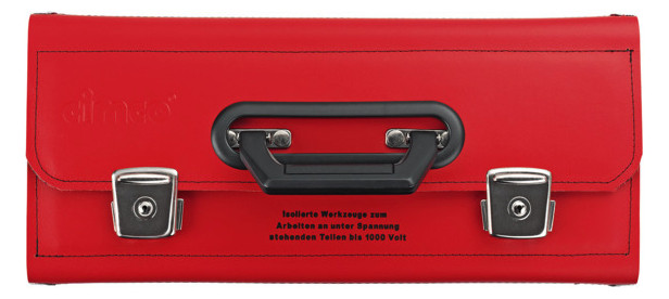 Werkzeugtasche leer Leder/Metall 210x340x460mm Signalrot