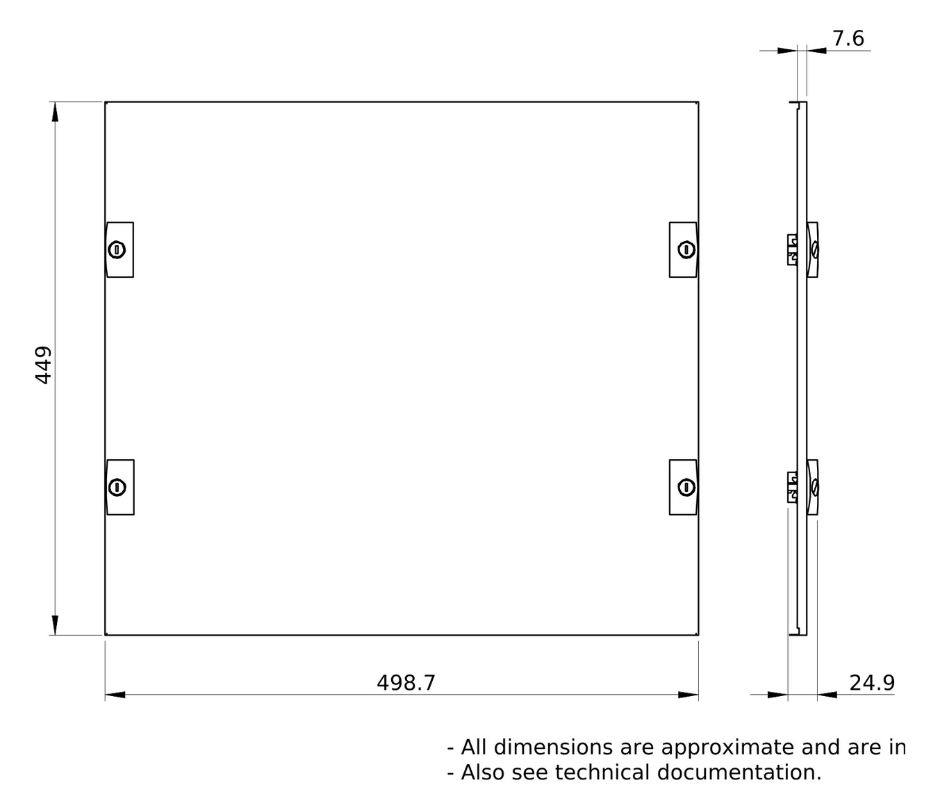 Schrank-Frontplatte 9HE B500xH450mm ST pulverbesch