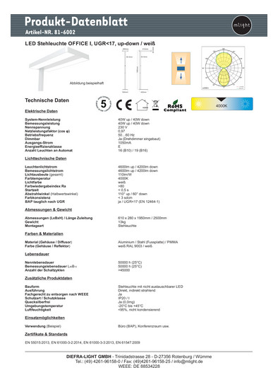 MLIG LED Büro Stehleuchte OFFICE 81-6002 