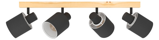 EGLO Balkenspot/4 E27 Holz/Schwarz 99492 