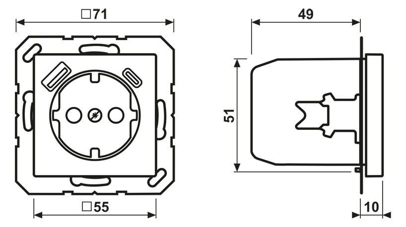 Steckdose 1f aws glz AS/A 1USB-A 1USB-C UP Mit erhöhtem Berührungsschutz IP20