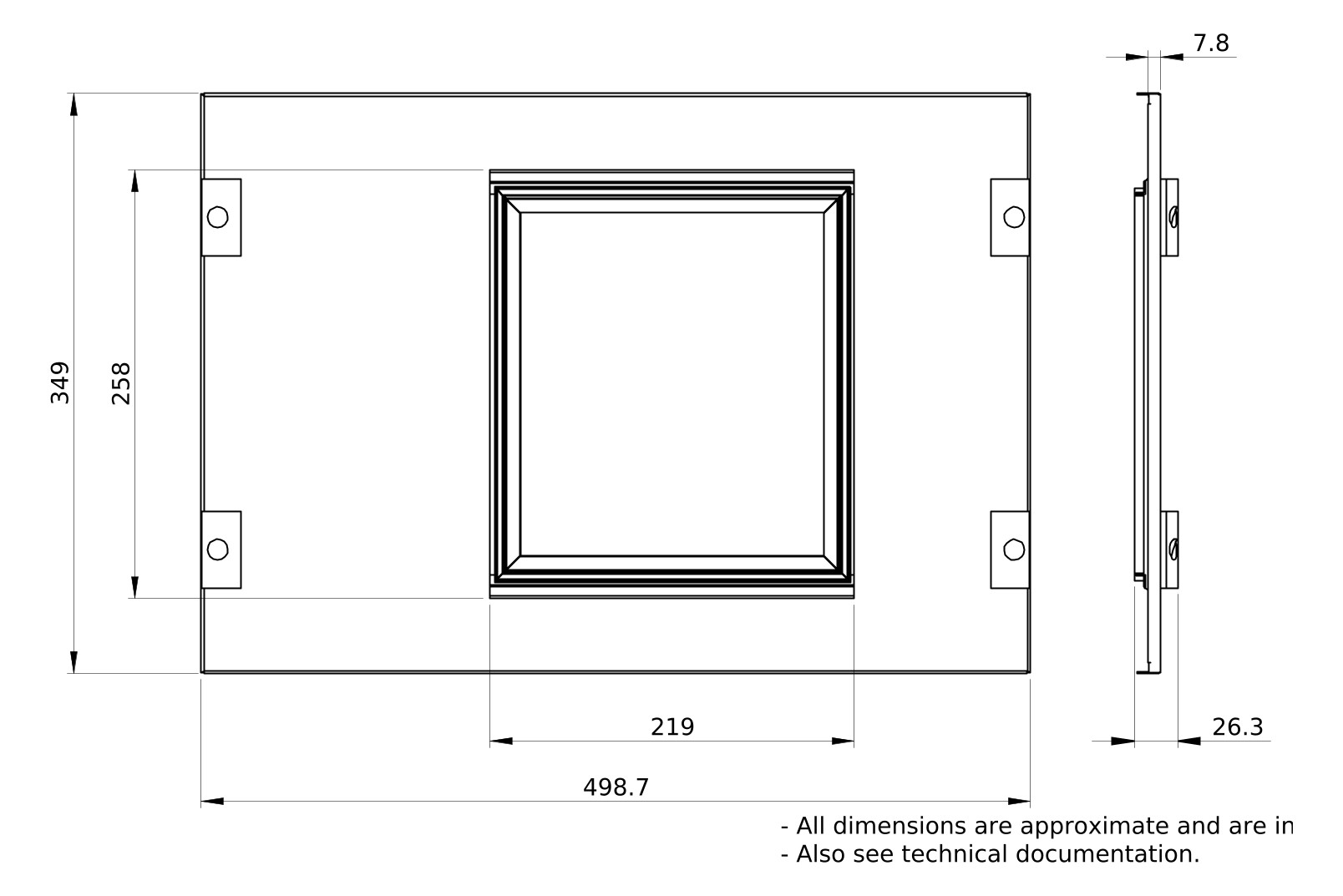 Schrank-Frontplatte 7HE B500xH350mm ST pulverbesch