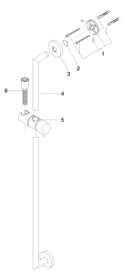 Dornbracht Duschgarnitur Stichmaß 800mm, Brauseschlauchanschluss 3/8", Bronze gebürstet