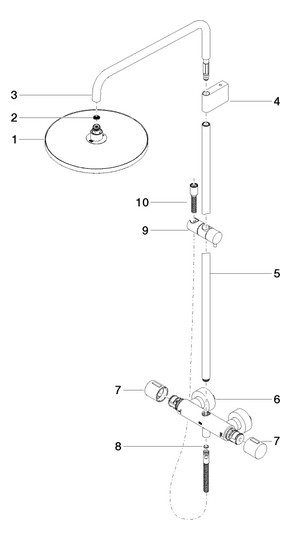 Dornbracht Duschgarnitur Showerpipe mit Brause-Thermostat, Ausladung Standbrause 453mm, Bronze gebürstet