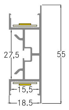 Wandprofil alu Alu 2000x55x18,5mm