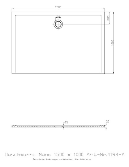 Hoesch Mineralguss-Duschwanne Muna 150 x 100 x 3 cm, Telegrau, Solique