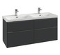 V&B Waschtisch-Unterschrank Subway 3.0 127,2x56,6x47,8cm, ohne LED/Griff Aluminium glänzend, kansas oak