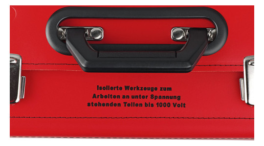 Werkzeugtasche leer Leder/Metall 210x340x460mm Signalrot