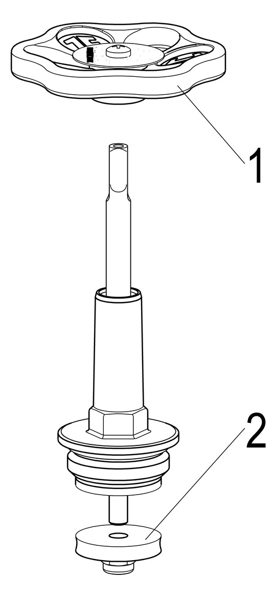 Schlösser Schrägsitzventil-Oberteil 1814 DN 25, G 1, Messing, steigende Spindel
