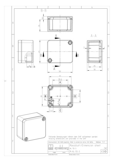 SPELS Aluminium-Leergehäuse 50x   AL55-3 