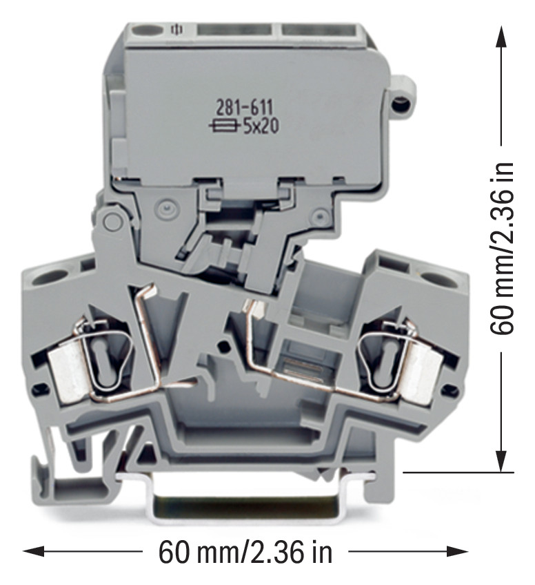 Sicherungs-Reihenklemme Serie 281 10A 0,08-4qmm G-Sich 5x20mm schwenkb