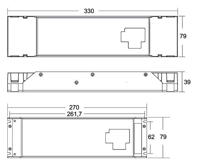 LED-Steuerung 1-200W 24V IP20 DALI dyn Metallgeh Dimmung DALI 330x79x39mm