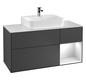 V&B Waschtisch-Unterschrank Finion 120cm, Abdeckplatte white matt, Regal rechts White matt lacquer, Oak Veneer