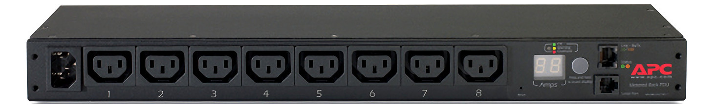 Rack-Stromverteilung 1HE 8Steckd 8xC13 230V Mit Sicherung m.Display m.LED-Anz