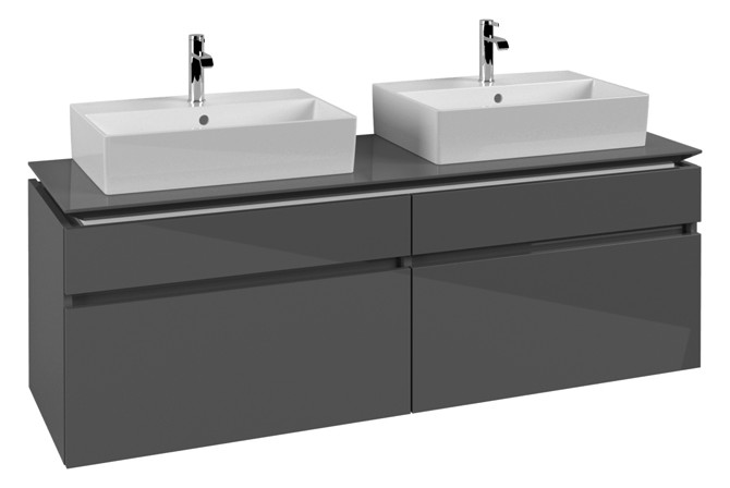 V&B Waschtischunterschrank Legato 160x55x50cm, für 2 Waschtische, Glossy Grey