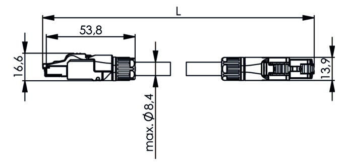 Patchkabel Cat6A S/FTP IP20 10m bl RJ45 1:1 24qmm