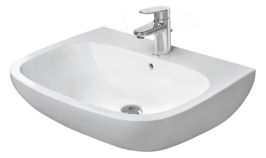 Duravit Waschtisch D-Code 65 x 50 cm, mit Hahnloch, Überlauf, Hahnlochbank, weiß