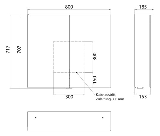 EMCO Aufputz-Lichtspiegelschrank pure 2 Design 800x711mm, LED, mit Lichtsegel, 2-türig, Aluminium