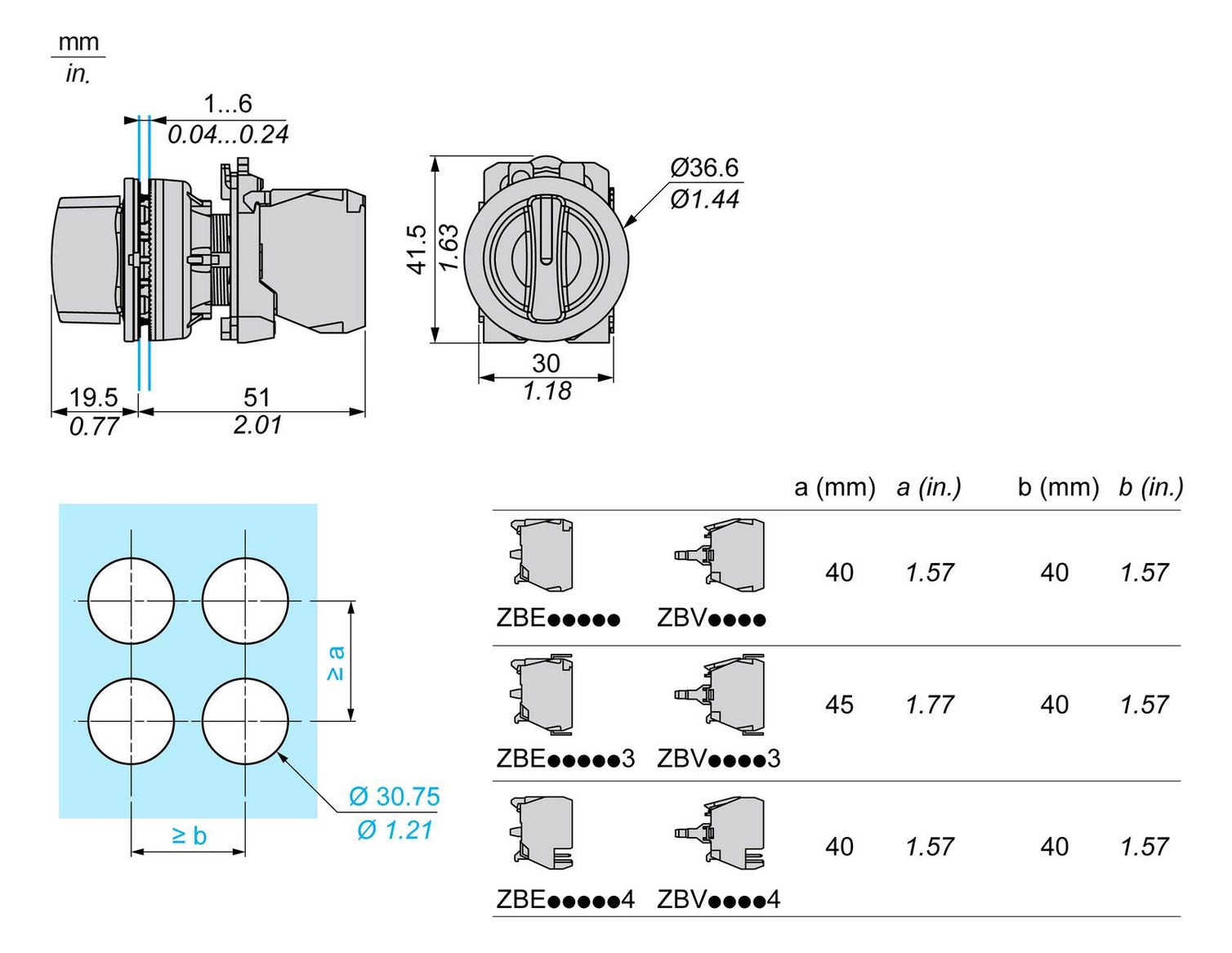 Wahlschalter 3stuf bel.b or rnd Ø30mm Geeignet für Beleuchtung Tastend