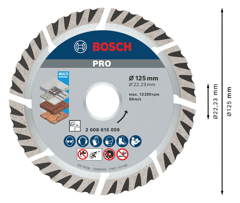 Diamant-Trennscheibe 125x10mm f.Beton f.Backstein Geeignet für bewehrten Beton