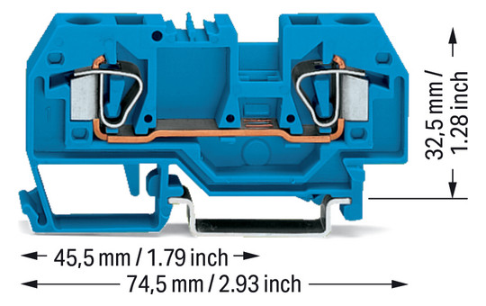 Reihenklemme 0,2-6qmm Serie 282 1Etage 2kl bl 41A Hutschiene TH35