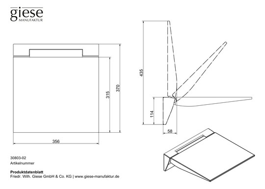 Giese Duschklappsitz Safeline Sitzfläche Kunststoff anthrazit RAL 7016, 356x370mm, verchromt