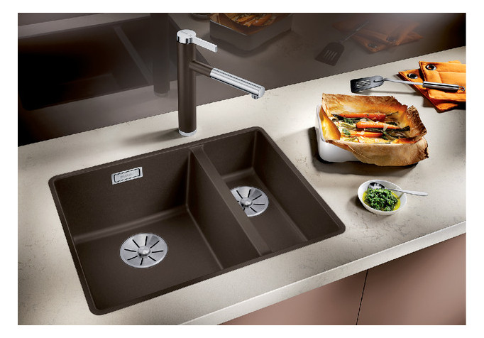 Blanco Becken SUBLINE 340/160-F SILGRANIT 55,2 x 42,7 cm, cafe, Hauptbecken links, ohne Ablauffernbedienung