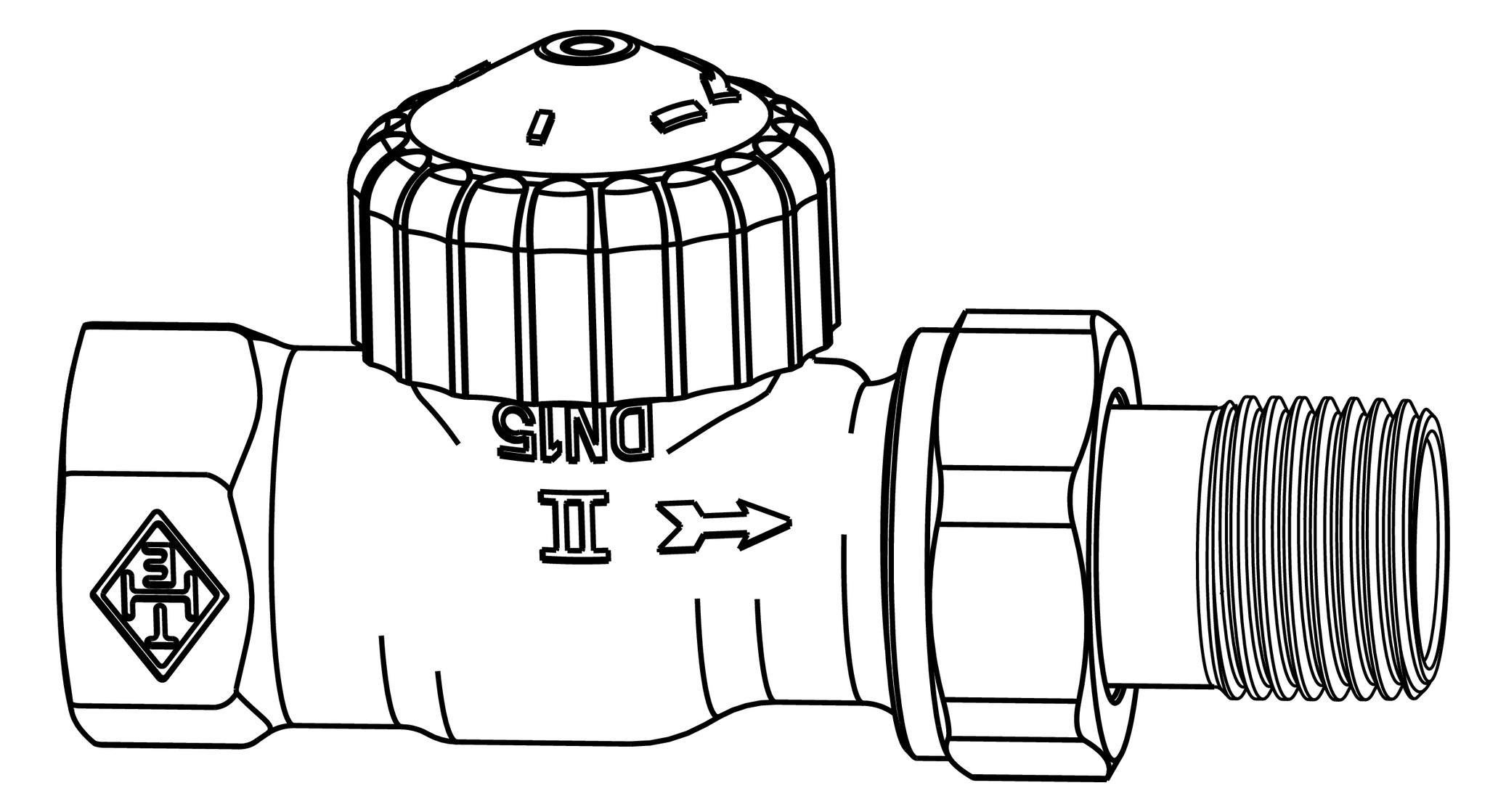 Heimeier Thermostat-Ventilunterteil V-exact II DN 15, Rp 1/2 x R 1/2, Durchgang
