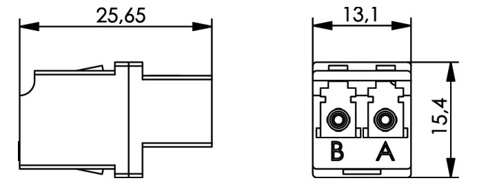 LWL-Kupplung LC-D LC-D Singlemode und bl Kst Keramik einrasten