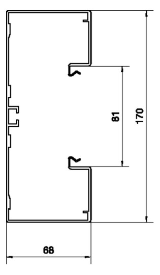 Geräteeinbaukanal Alu 170x68mm natur anod/elox GEB-K 9100qmm 2000mm