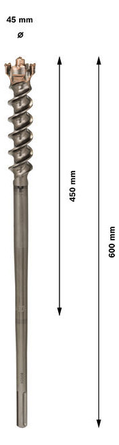 Hammerbohrer Ø45mm SDSmax 450/600mm f.Beton f.Stein