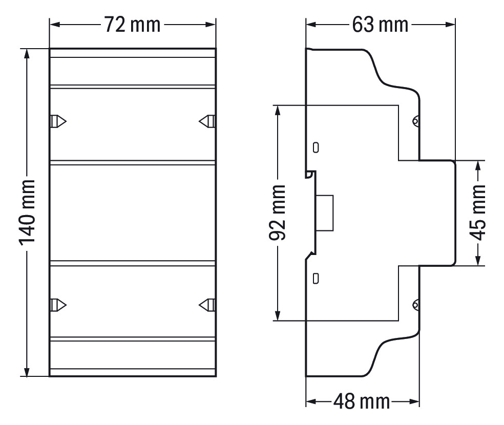 Drehstromzähler Vierleit elektr digi 65A geeicht B 5A RS-485 184-276V/N-L S0