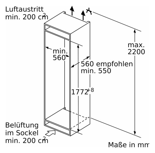 Kühl-/Gefrierkombi EB D ws 184/76l 186kwh 1772x558x548mm NoFrost 0°-Zone