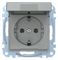 Steckdose 1f alu mt System M UP Klappd IP20