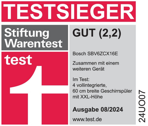 Geschirrspüler B vollint B598mm 8prog 40dB BestSchub 865mm/o.Pl 14Gedecke