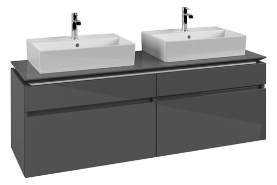 V&B Waschtischunterschrank Legato 160x55x50cm, für 2 Waschtische, Glossy Grey