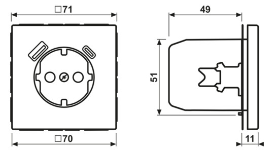 Steckdose 1f aws glz LS 1USB-A 1USB-C UP IP20 vert