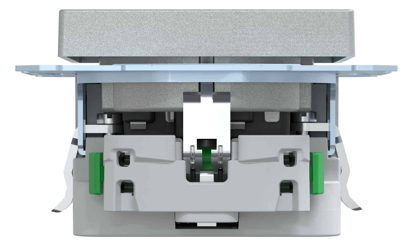 Steckdose 1f alu mt 1USB-A 1USB-C UP m.BS Mit erhöhtem Berührungsschutz IP20