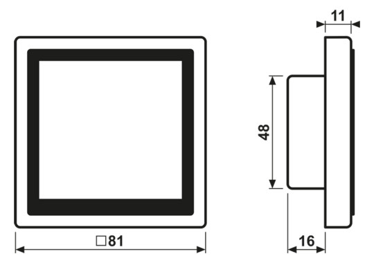 Bedienelement KNX UP Kst aws UP Manuelle Sollwertverstellung Status-LED
