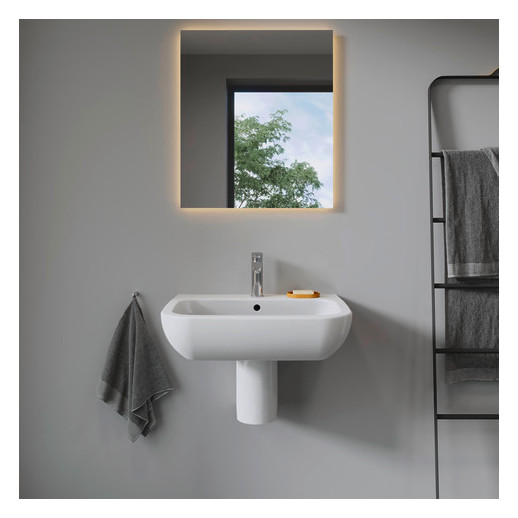 Duravit Waschtisch D-Code 65 x 50 cm, mit Hahnloch, Überlauf, Hahnlochbank, weiß