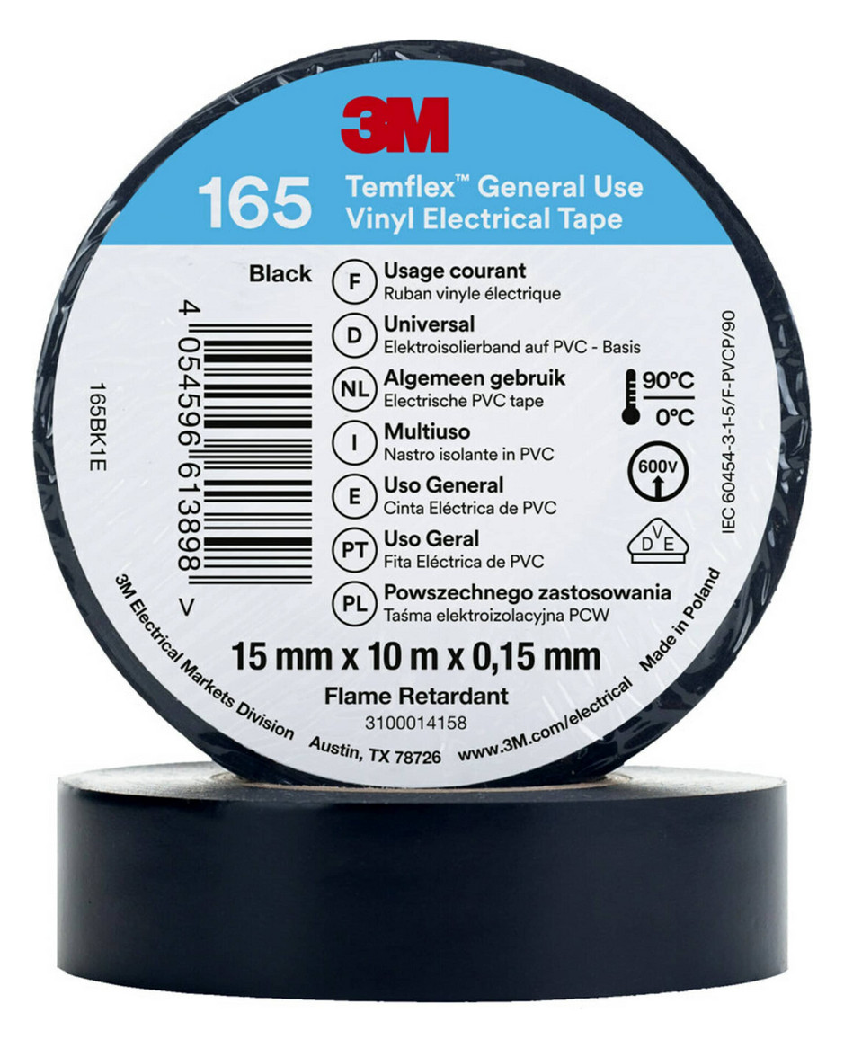 Temflex 165 Isolierband Schwarz 15mmx10m - UNI ELEKTRO Online-Shop