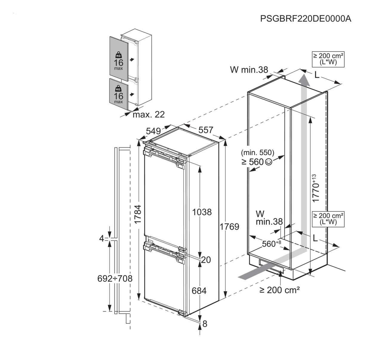 OSC5S183EF Kühl-Gefrierkombination integ - Kluxen Online-Shop