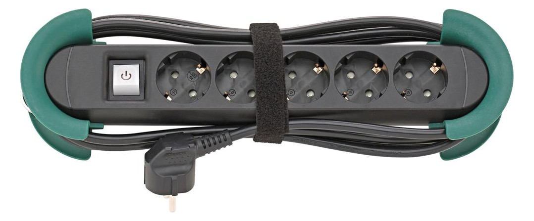 Bild Steckdosenleiste 5-fach H05VV-F3G1,5 3m Aufrollhilfe und Haken FORTIS-0