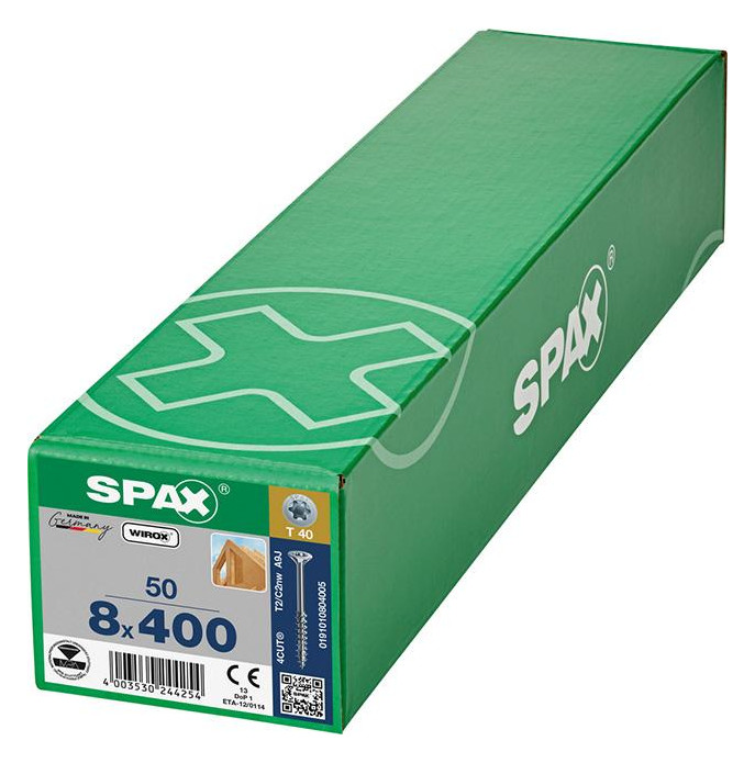 Bild Universalschraube Senkkopf 8x400mm,Teilgw,Innensechsrund T40,WIROX - SPAX-1